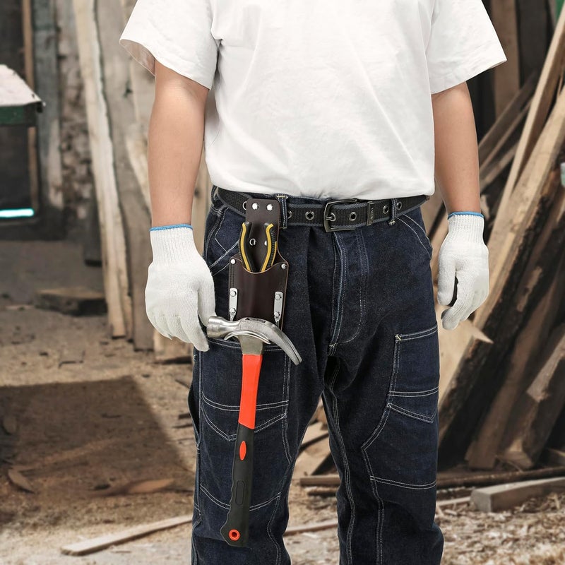 compuda Hammer Holder,Hammer Holder for Belt,Tool Holder Pliers Holster Knife Holster, Hammer Holster Made with Genuine Leather and Heavy-Duty Steel,for Construction Electrician Carpentry Garden Pruning. - Image 2